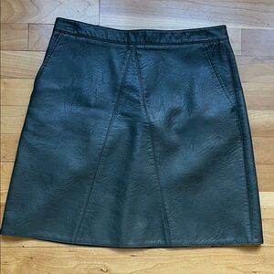 Zara Dark Green Faux Leather A-Line Skirt